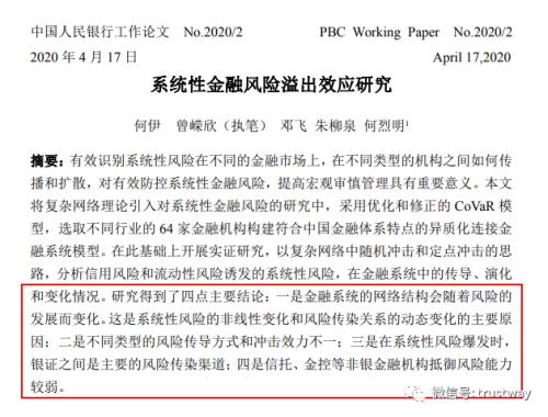 信托等非銀機構風險監(jiān)控 從央行論文到行業(yè)監(jiān)管實踐